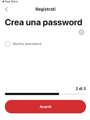 Pinterest crea una password