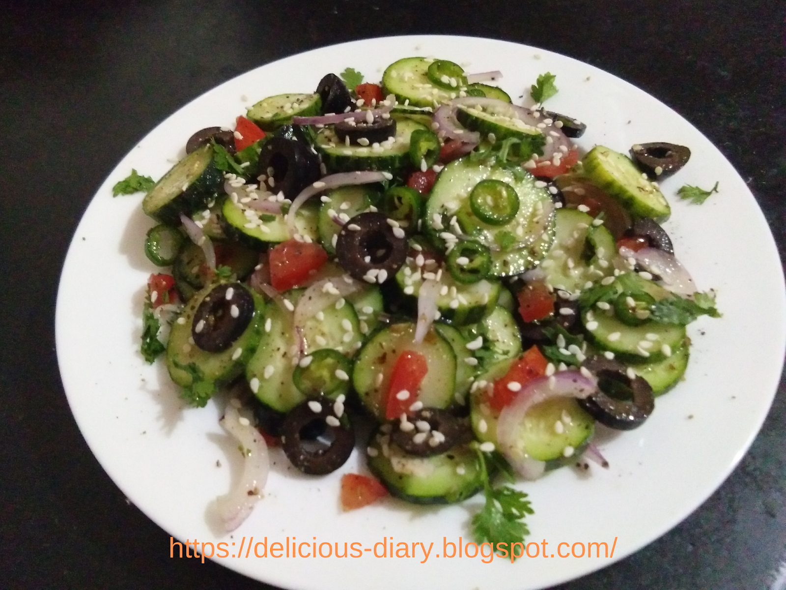 Cucumber & Spanish Black Olives Salad
