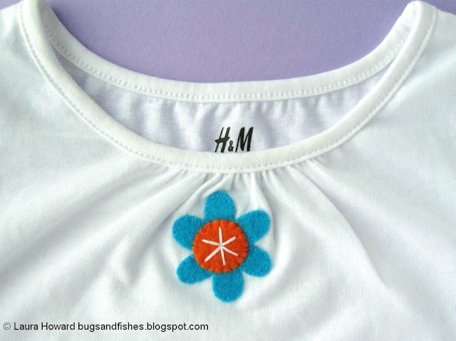 Floral Applique T-shirt Tutorial: sewing the flowers to the t-shirt