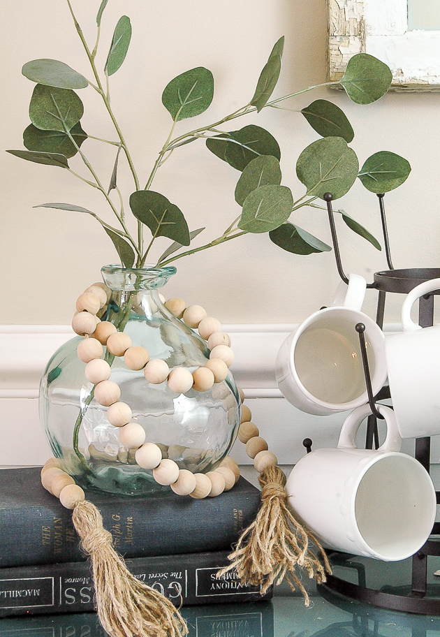 DIY Wood bead garland with tassels [10 min + $5 craft idea]