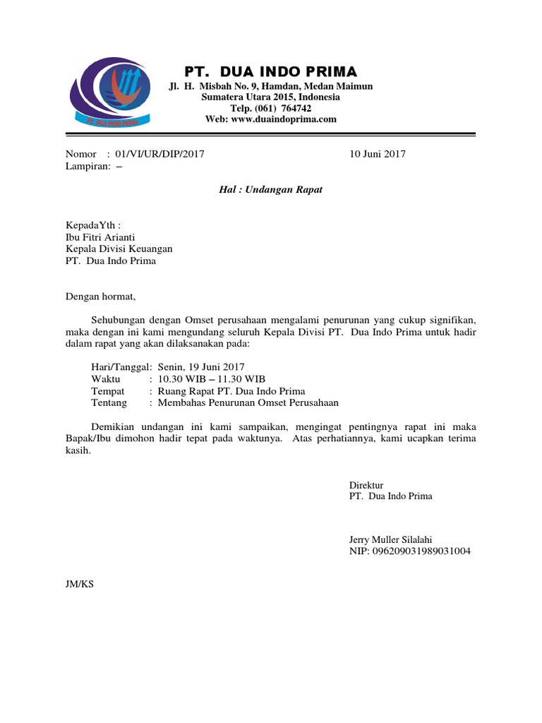 Contoh Surat Undangan Resmi Singkat - RUANG-SIPIL