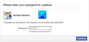 Введите пароль Facebook