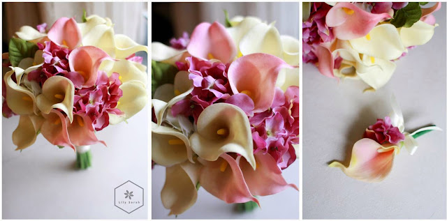 pink and white calla lily silk flower bouquet by lily sarah