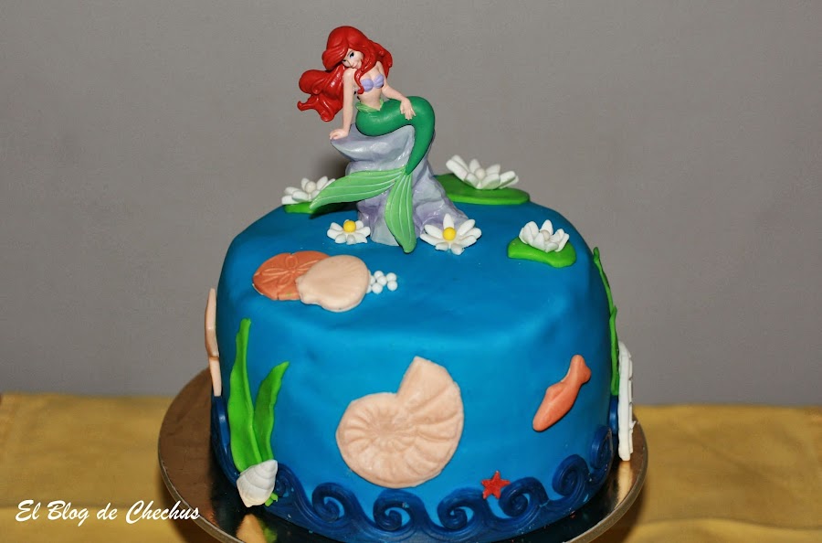 tartas decoradas, La Sirenita, Tarta de la Sirenita, el blog de chechus, Chechus Cupcakes