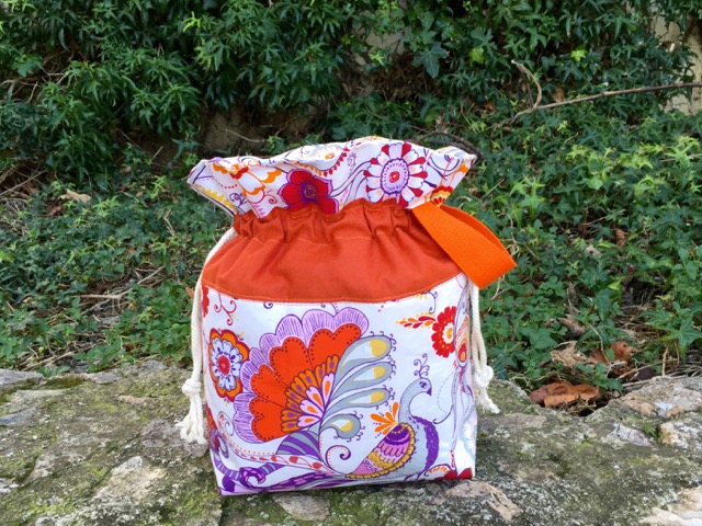 Orange drawstring bag