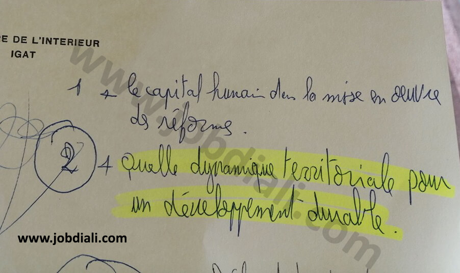 Exemple Concours de Recrutement IGAT 2019