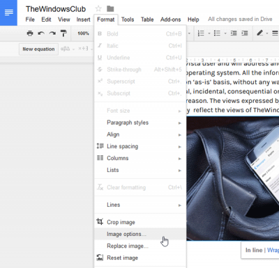 การแก้ไขภาพใน google-docs