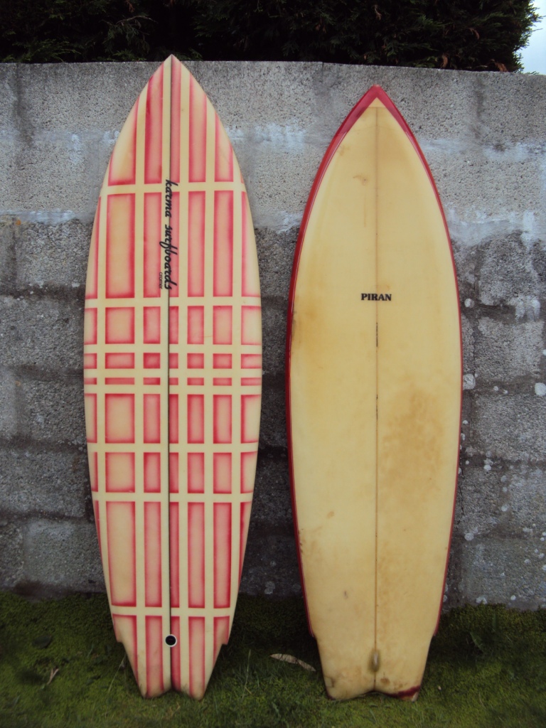 vintage surfboard collector UK Karma twin fin by Dave Farrow