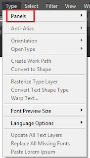 fungsi tool  photoshop cs6-menu type