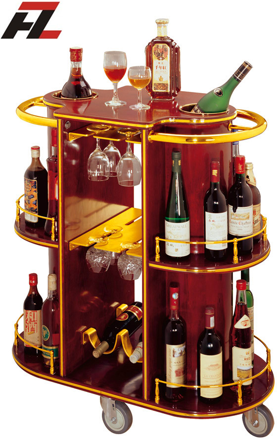 China hotel supplies manufacturer Titanium Gold Wine Trolley For Christmas