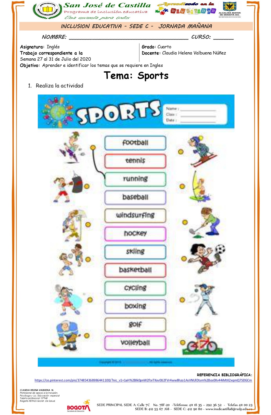 TALLER INGLES deportes extremos