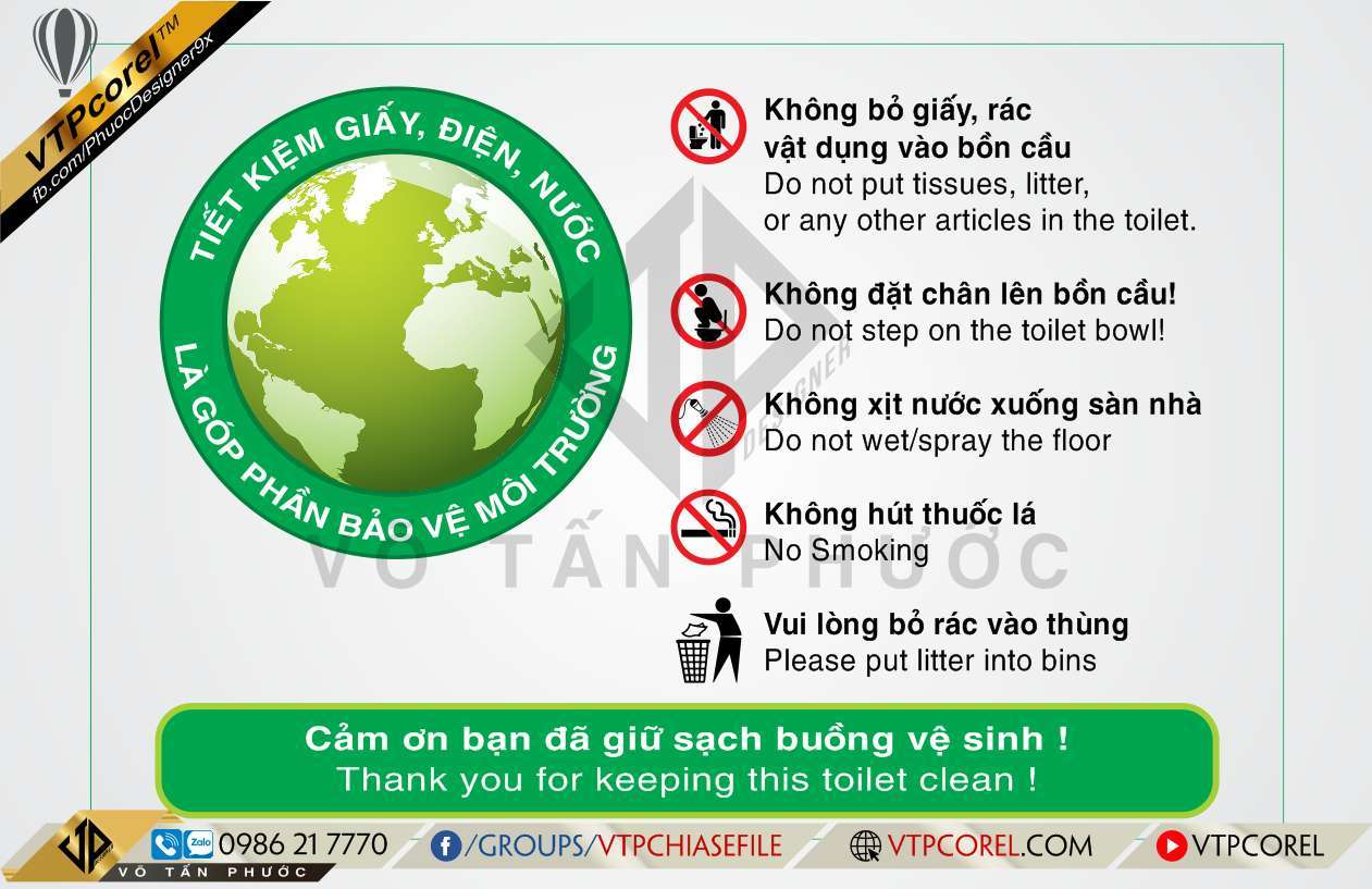Share file Nội quy phòng vệ sinh - Rules Toilet CDR12 | VTPcorel ...
