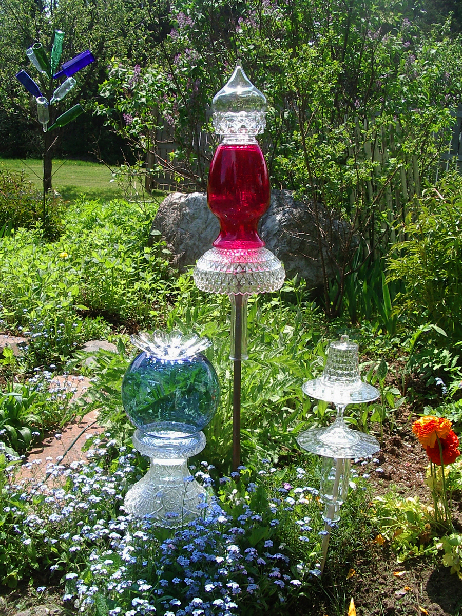 Kristina Wentzell Fine Art: upcycled garden art: Garden Glimmers