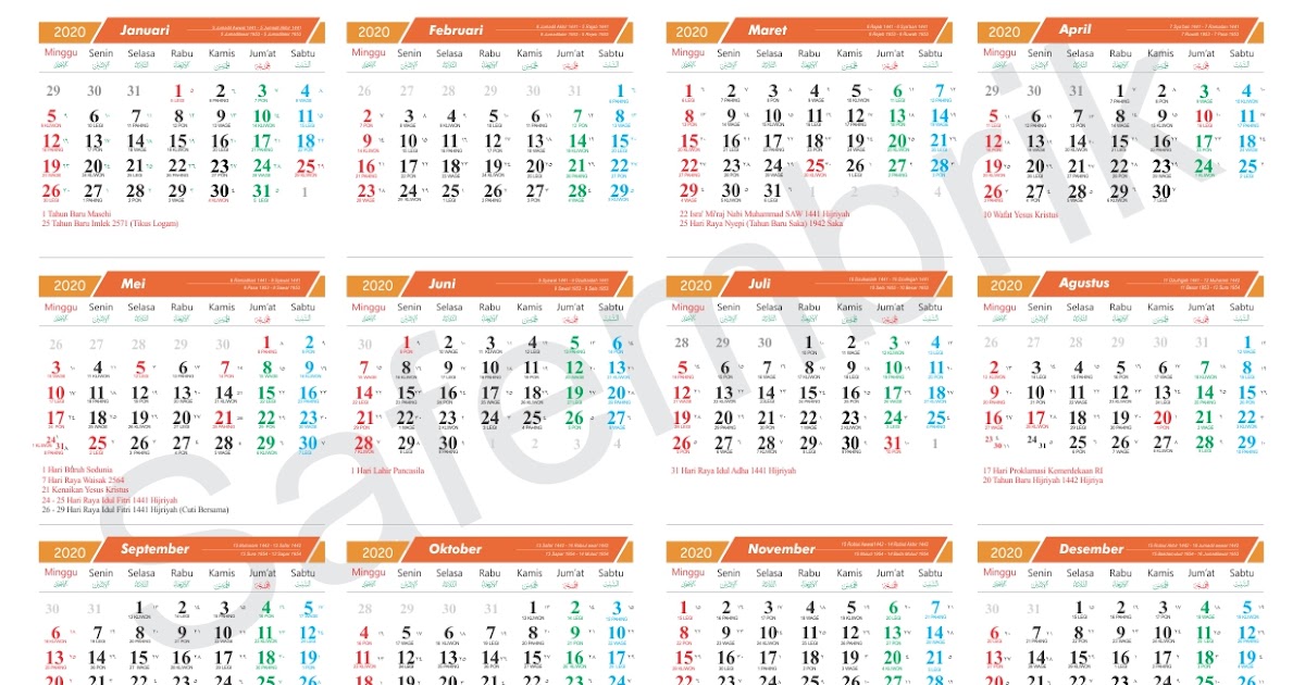 34 Terbaru Gambar Kalender Jawa 2020 Desain Kalender