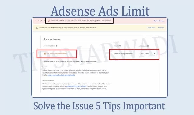 How to Solve the Issue 5 Tips Important Adsense Ads Limit