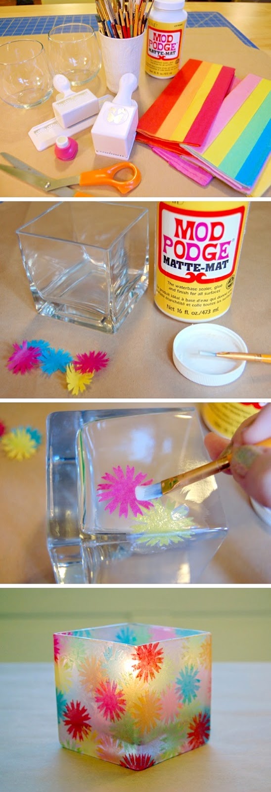 Stained Glass Candle Holders diy craft TUTORIALS