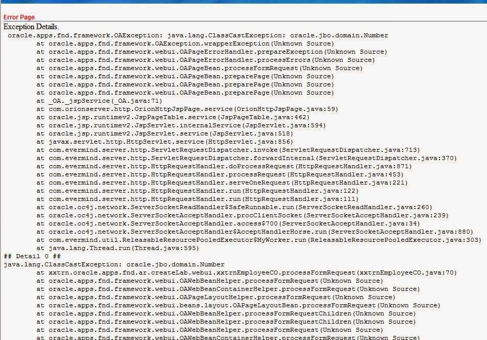 Learning SOA oracle.apps.fnd.framework.OAException java.lang