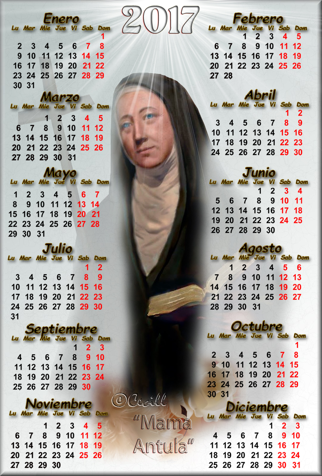 Calendario religioso 2017 para imprimir