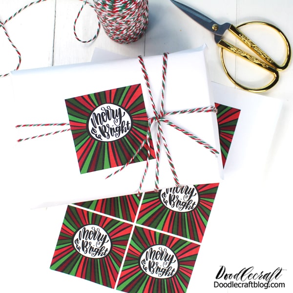 Make Vinyl Tag Stickers for Gifts with Cricut! May your days be Merry and Bright--and may all your Christmases be white! Use Cricut Printable Vinyl sticker sheets for the perfect holiday gift tags. These cute tags work great on happy mail, packages and gifts that regular tags would tear off of.   They are the perfect addition to any gift. Customize them with a family picture, a hand written note...or use my Merry & Bright design! Wrap a gift with twine and stick a vinyl sticker tag to it for the finishing touch.