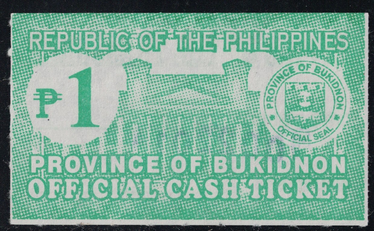 Philatelic Philippines Official Cash Ticket Bukidnon