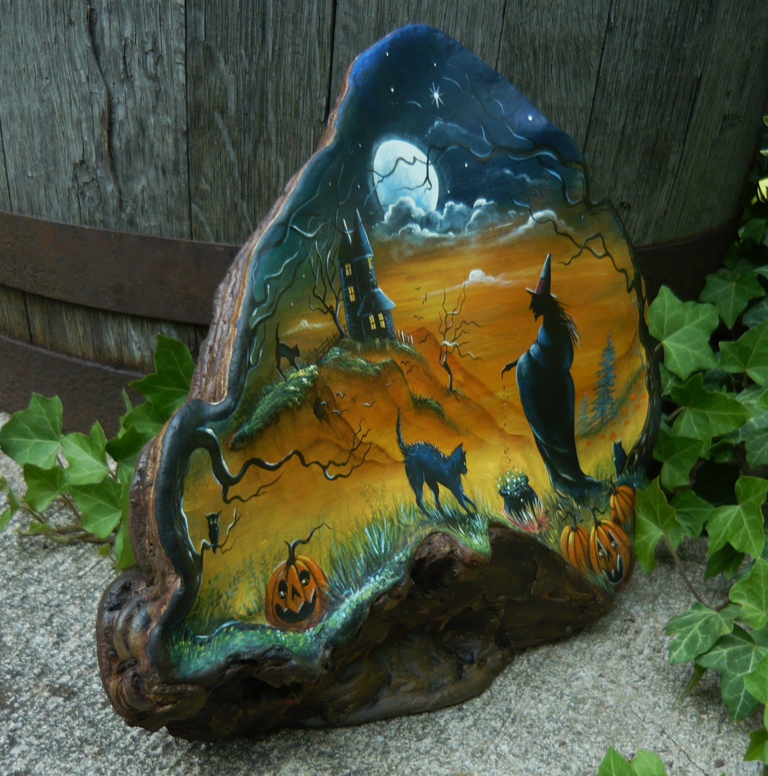 MAGIC BRUSH STUDIO OOAK ORIGINAL ART ON TREE FUNGUS UNIQUE! on ebay this week