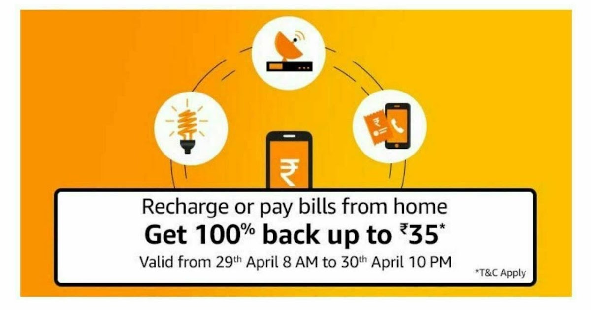 [29th April] Amazon Recharge Flash Sale 100 Cashback On Recharges