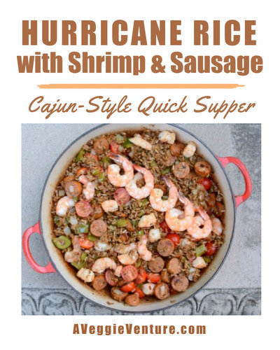 Hurricane Rice with Shrimp & Sausage, a Cajun-style Quick Supper ♥ AVeggieVenture.com, on the table in 30 minutes, packed with flavor. High Protein.
