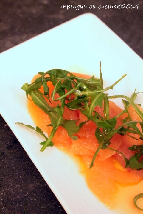 carpaccio di trota salmonata all'aperol