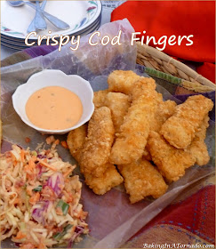 Crispy Cod Fingers, for lunch or for dinner, fresh cod pieces are coated and fried in a skillet. | Recipe developed by www.BakingInATornado.com | #recipe #dinner