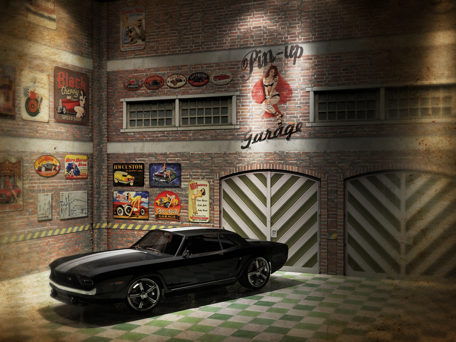 HWCustom Diorama fotográfico Pinup Garage