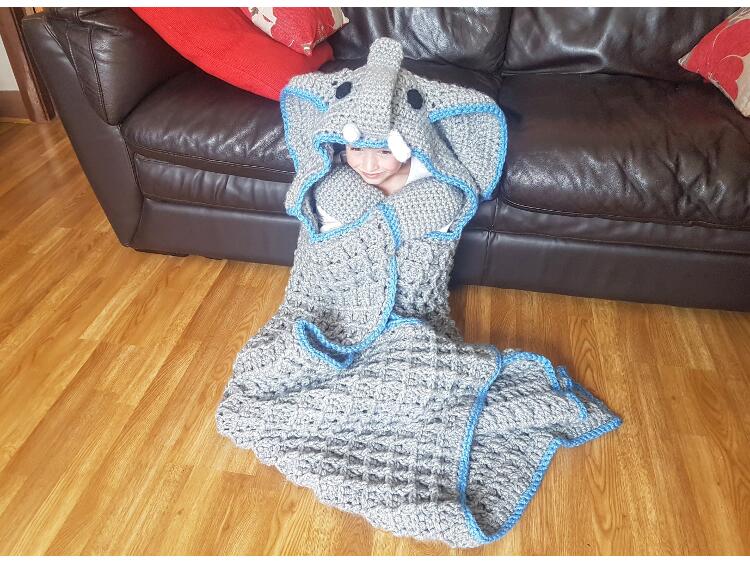 2in1 Elephant Hooded Blanket Crochet Pattern In Child And Adult Sizes Crafting Happiness