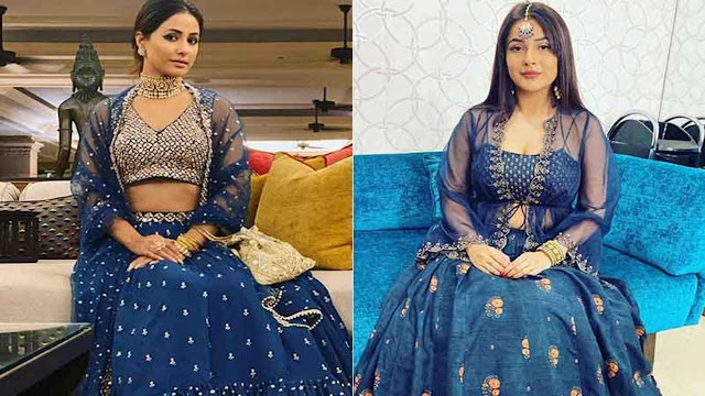 Shehnaaz Gill-Hina Khan rock royal blue lehengas