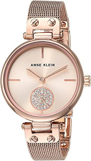 Anne Klein Women's Premium Crystal Accented Mesh Bracelet Watch