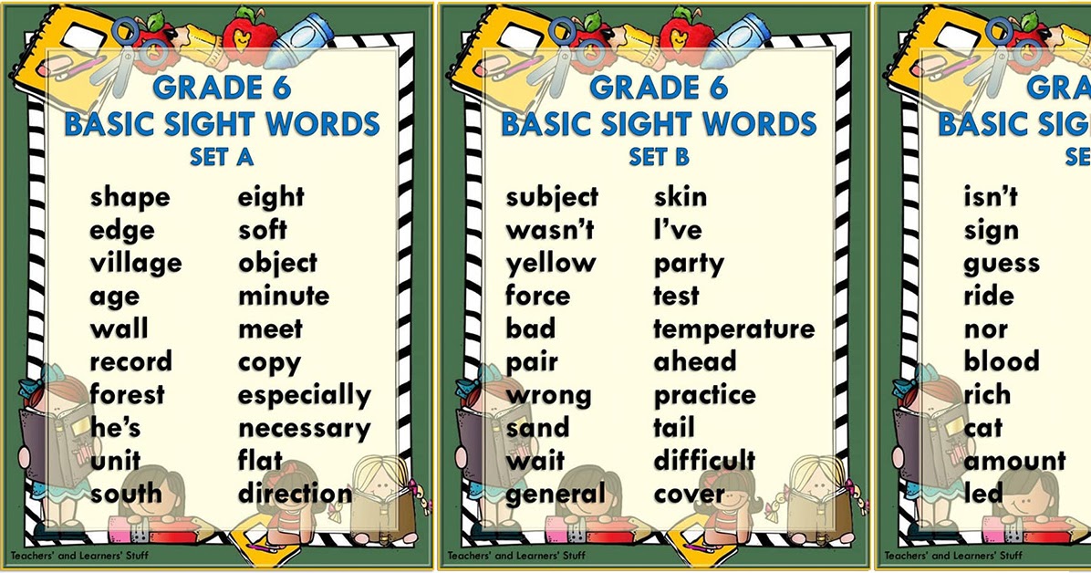 Basic Sight Words For Grade 2