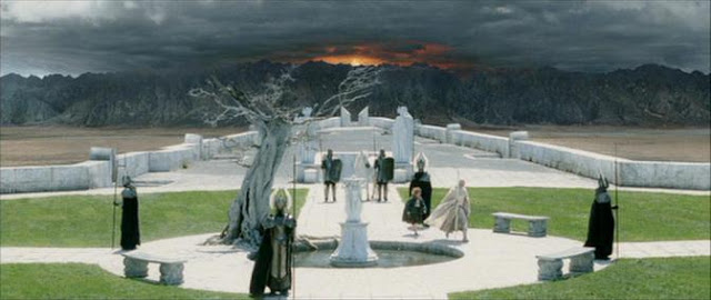Wide movie shot of Minas Tirith, Gondor, Lord of the