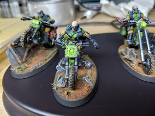 Close up of one finished biker.