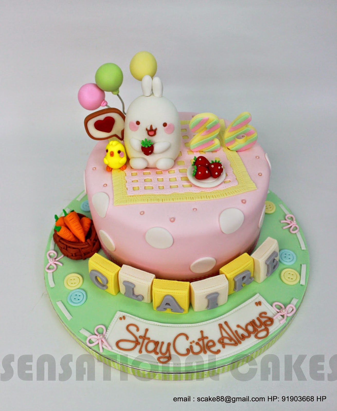 The Sensational Cakes: MOLANG CAKE SINGAPORE # FOR CELEBRITY BLOGGER DAWN YANG # CUTE PASTEL SWEET CAKE # BUNNY # RABBIT # JAPAN THEME CAKE SINGAPORE # FEEDBACK # JAPAN ANIME THEME CAKE SINGAPORE