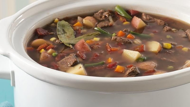 Slow Cooker Beef Vegetable Soup #healthyvegetablesoup