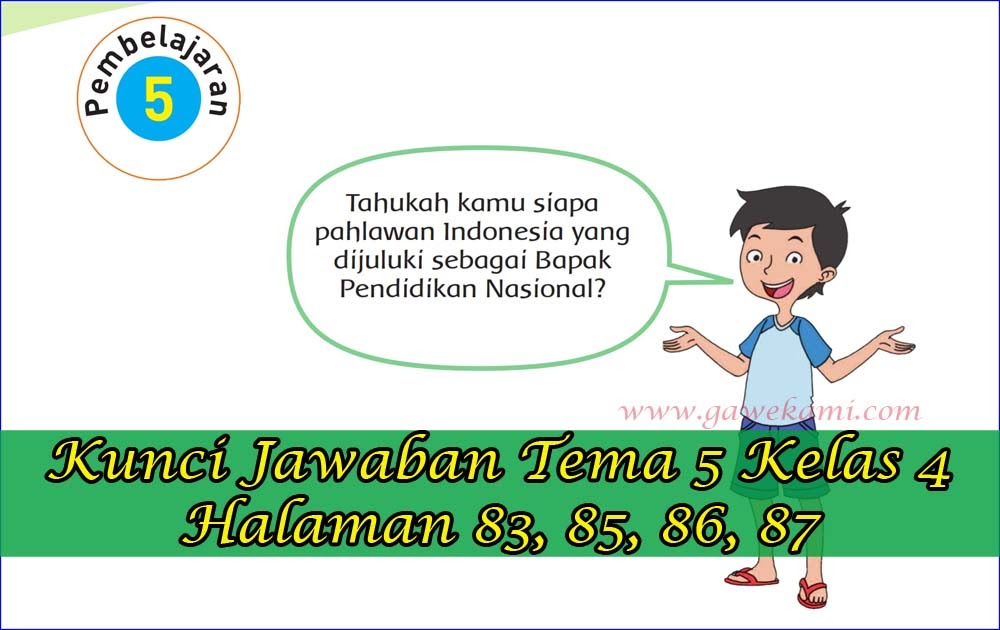 Kunci Jawaban Buku Siswa Tema 5 Kelas 4 Subtema 2 Halaman 83 85 86 87 Gawe Kami