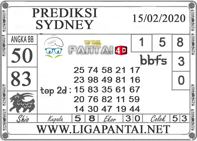 PREDIKSI TOGEL SYDNEY PANTAI4D 15 FEBRUARI 2020 PREDIKSI TOGEL SYDNEY PANTAI4D 15 FEBRUARI 2020