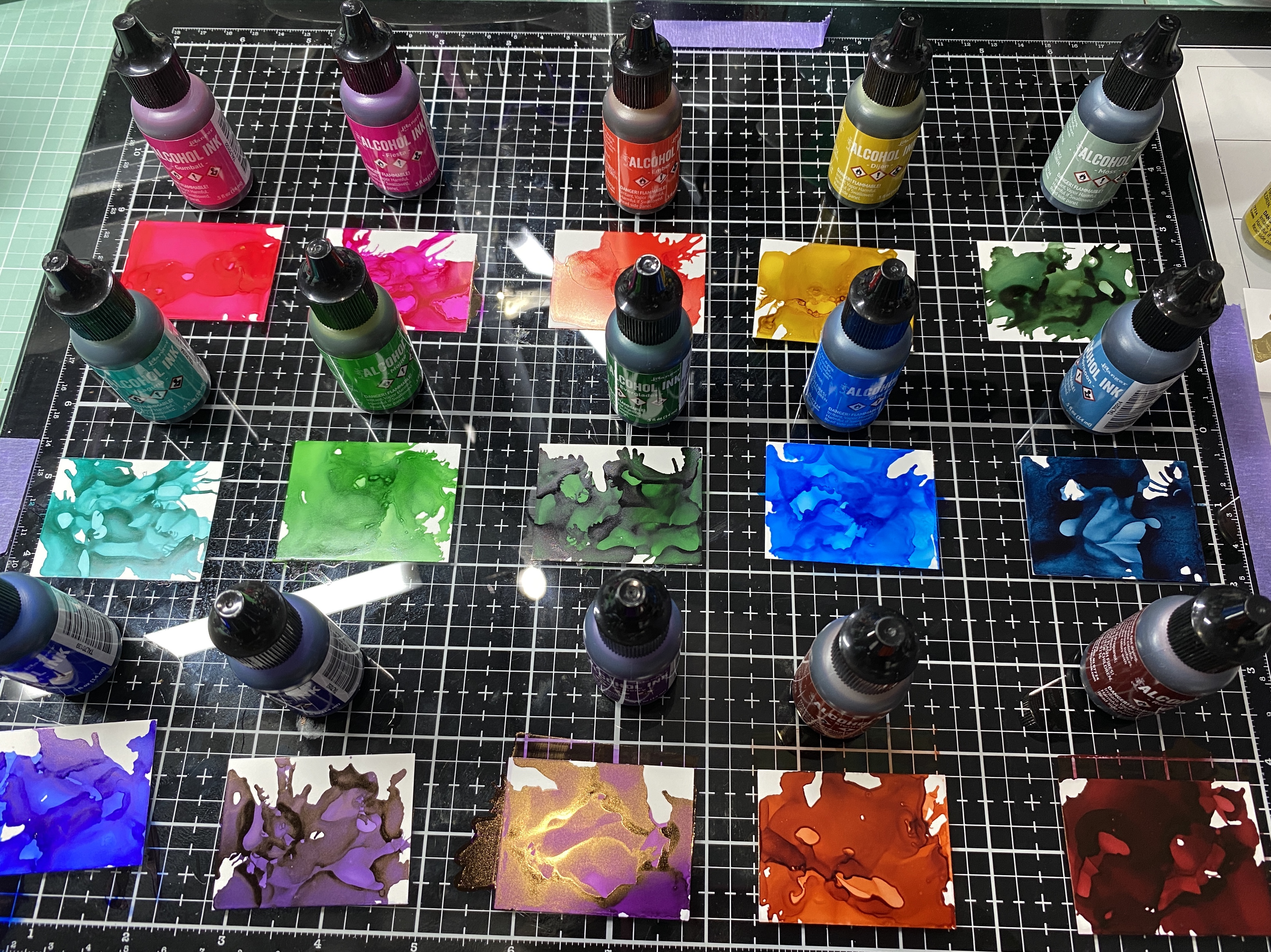 Swatching the latest Ranger Alcohol Ink Cards Stamps and Ink