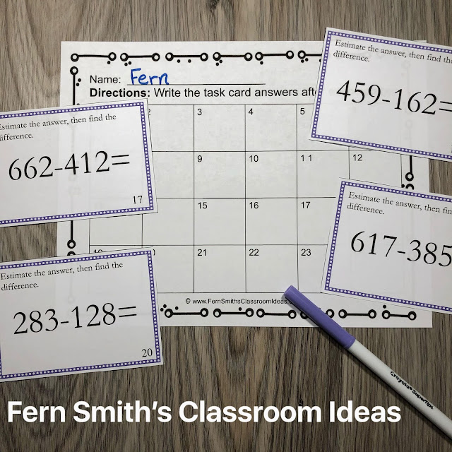 Teaching How to Use Place Value to Subtract Including Lesson Plans, Centers, Task Cards, Color By Numbers & More Resources. #FernSmithsClassroomIdeas