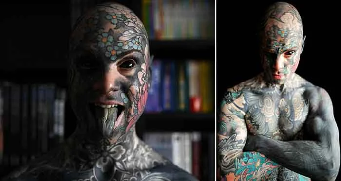 Paris, News, World, Teacher, Students, school, Eyes, Tattoo, French primary school teacher who covering his body in tattoos and turning the whites of his eyes black