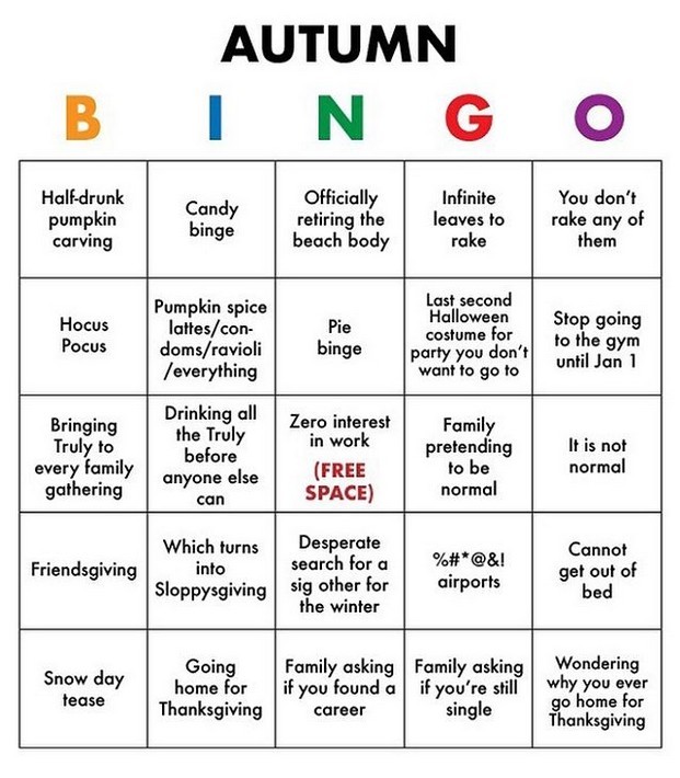'OZ' - The 'Other' Side of the Rainbow: Autumn Bingo