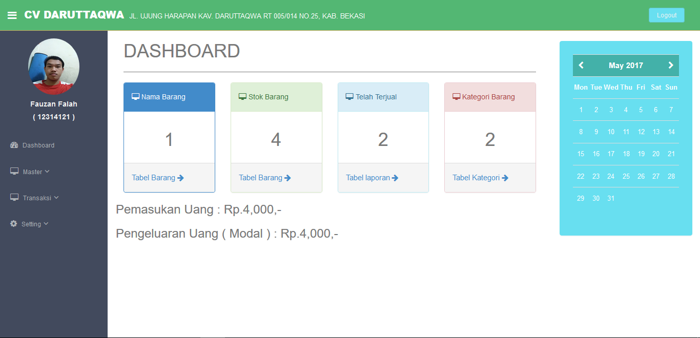 Aplikasi kasir dengan excel