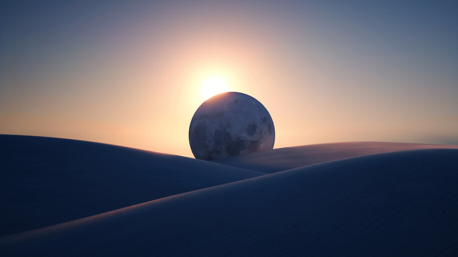 #4.3391, Desert, Moon, Solar, Eclipse, Scenery, Landscape, 4K Wallpaper