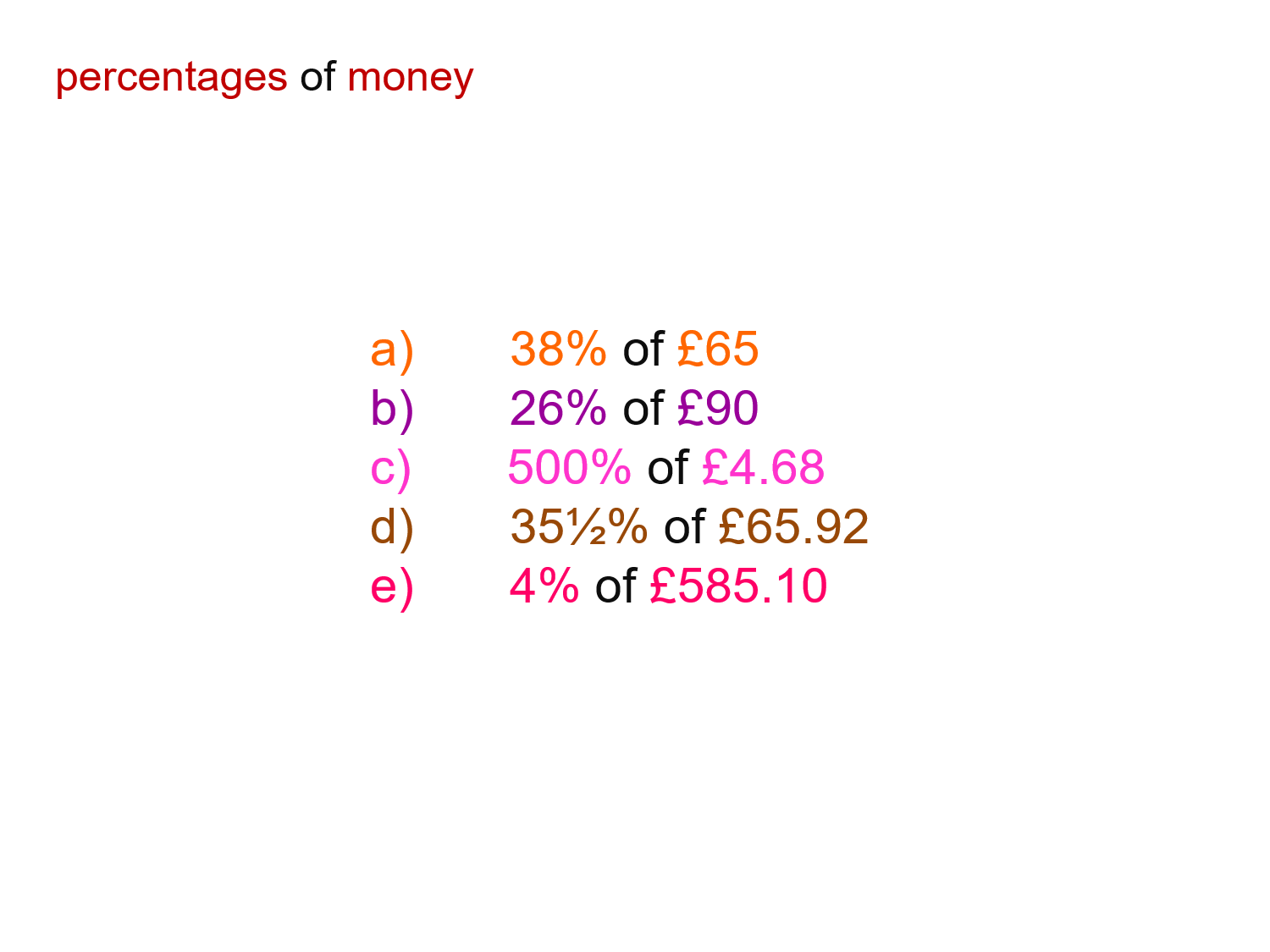 MEDIAN Don Steward mathematics teaching: percent 'of'