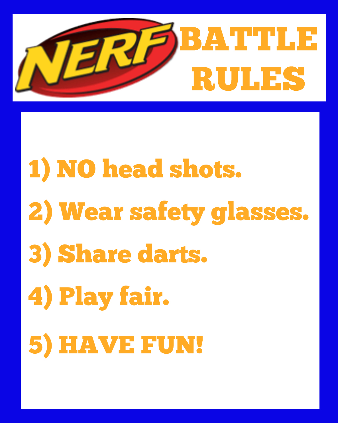 Nerf Party Rules Free Printables