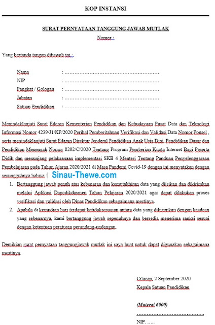 Download Contoh SPTJM Verifikasi & Validasi Nomor Ponsel di Dapodik