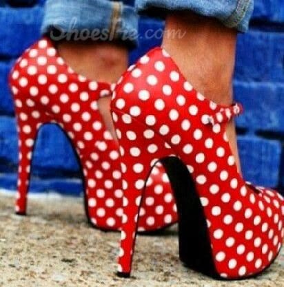 Popular Pinterest: Glamous Polka Dot Platform Stiletto Heels Ankle Straps